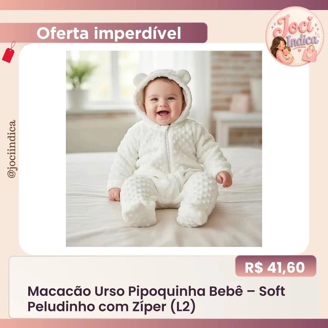 Oferta Joci Indica — Macacão Urso Pipoquinha Bebê